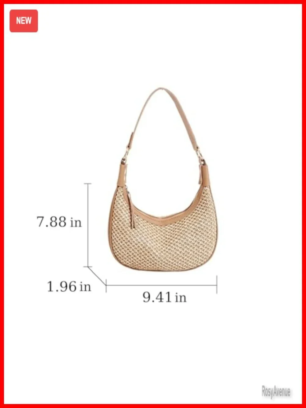 Straw Beach Crescent Tote Mini Clutch Purse Underarm Vacation Handbag Summer
